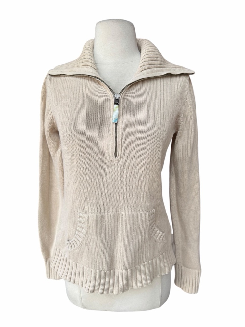 Y2K‎ GAP 100% Tan Cotton Medium-Weight Quarter Zip Sweater